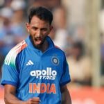 Prasidh Krishna celebrating after taking 4 wickets against Afghanistan in Chennai ODI match