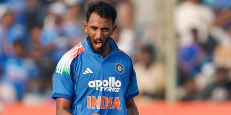 Prasidh Krishna celebrating after taking 4 wickets against Afghanistan in Chennai ODI match