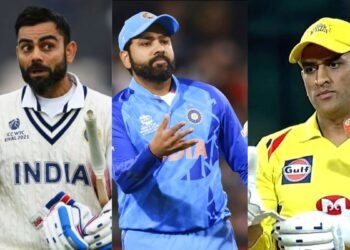 Former India cricketer Ambati Rayudu ranks Virat Kohli as India's best Test captain over MS Dhoni and Rohit Sharma in a side-by-side photo comparison.