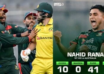 Bangladesh bowler Nahid Rana aggressive sledging exchange with Australia captain Josh Inglis