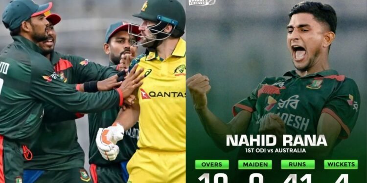 Bangladesh bowler Nahid Rana aggressive sledging exchange with Australia captain Josh Inglis