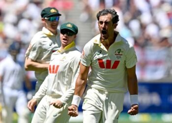 Mitchell Starc celebrating 6 wickets vs Bangladesh in 2nd test 2026